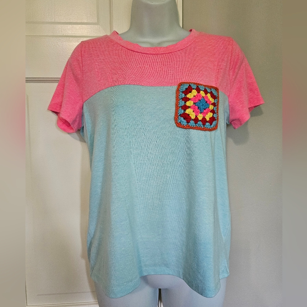 Lovely Melody Pink and Blue Short Sleeve Tee